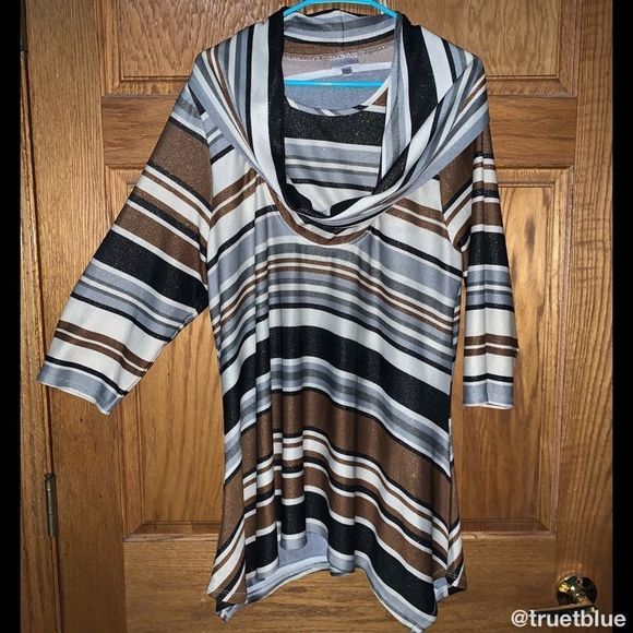 Avenue Tops - Lurex Shimmer Striped Tunic Sz 18/20